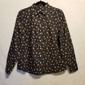 Lands End 6 Shirt No Iron Supima Black Floral Long Sleeve Cotton Office Classic